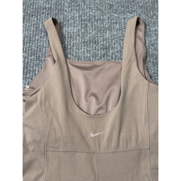 Nike Zenvy Dri-FIT Womens Size Medium Short Bodysuit InfinaSoft Brown Taupe NEW - Picture 9 of 9